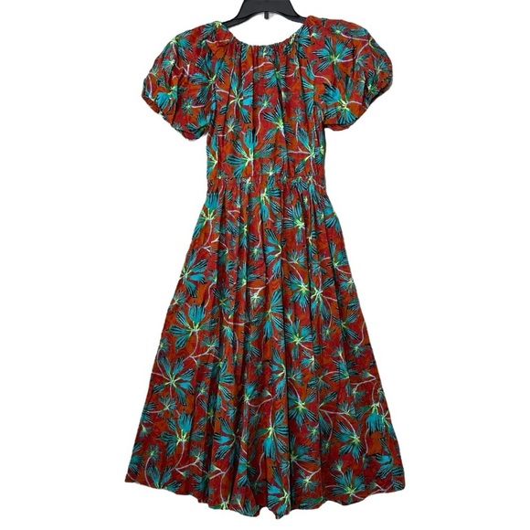 Ulla Johnson Cecile Midi Dress Tropical in Moon Flower Print size 2 puff sleeve - Picture 14 of 16